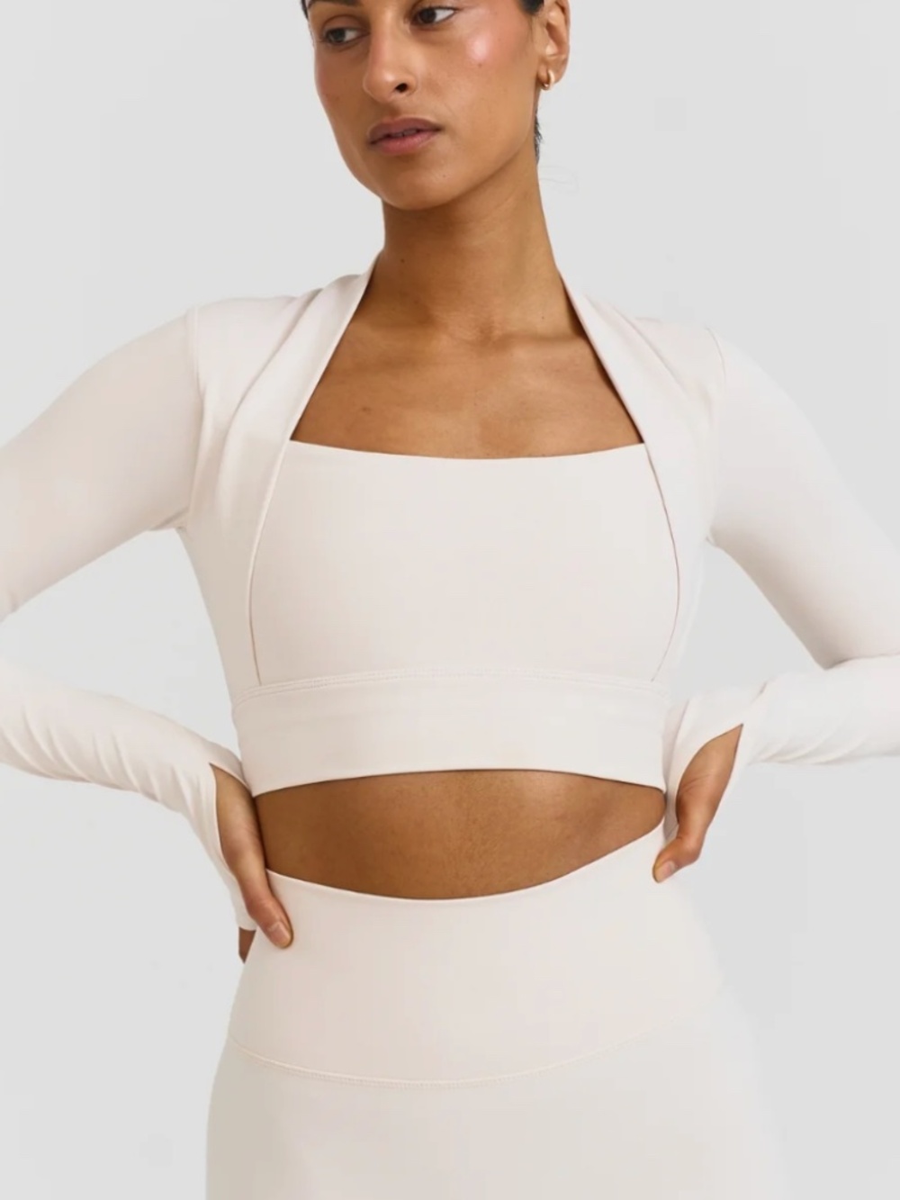 Sisterly Tribe Soft Sculpt Bolero Long Sleeve Top - Marshmello L